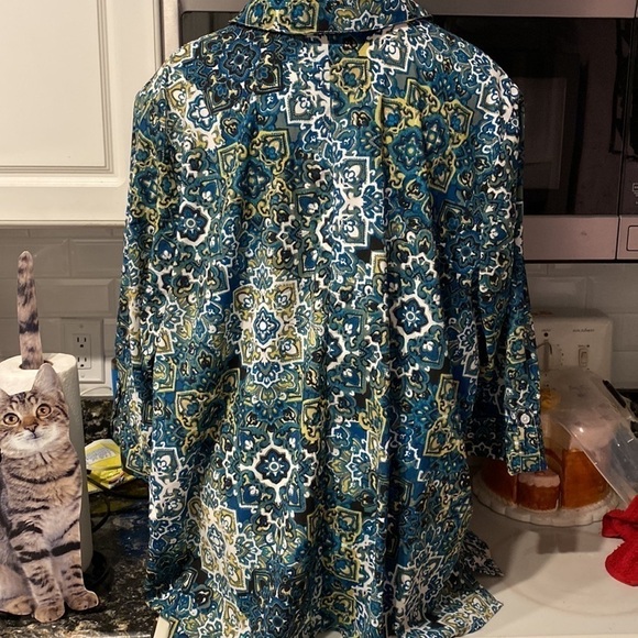 J womens Catherine’s stretch casual button up 3/4 sleeve plus size shirt 3X - Picture 3 of 5